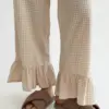 Штани котон клітка з воланом по низу беж/молоко