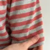 Трикотаж смужка Костюм футболка та шорти сірий/теракот