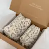 Косметичка пухнаста мала квадрат біла в синю квіточку