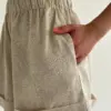 Костюм блузка та шорти льон вишивка бежевий