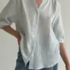 Сорочка муслін смужка пильно блакитна на молочному