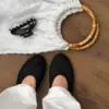 Взуття Балетки жіночі сіточка, чорні з кантом дайвінг PVC
