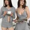 Рібана лонгслів антрацит (з гудзиком)