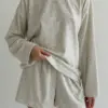Костюм лонгслів та шорти махра меланж
