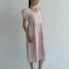 Сукня котон тонка смужка на ґудзиках пудра/молоко