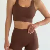 Yoga топ з перехресними бретелями коричневий