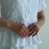 Костюм сорочка з баскою та шорти махра жакард квітка білий